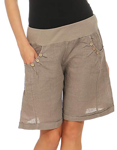 Malito Damen Bermuda aus Leinen | Shorts für den Strand | lässige Kurze Hose | Pants - Hotpants 8024 (Fango, S) von malito more than fashion