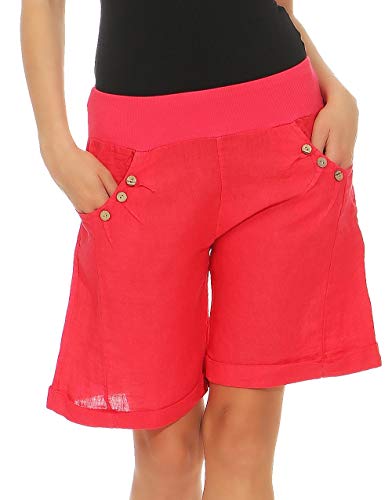 Malito Damen Bermuda aus Leinen | Shorts für den Strand | lässige Kurze Hose | Pants - Hotpants 8024 (pink, L) von malito more than fashion