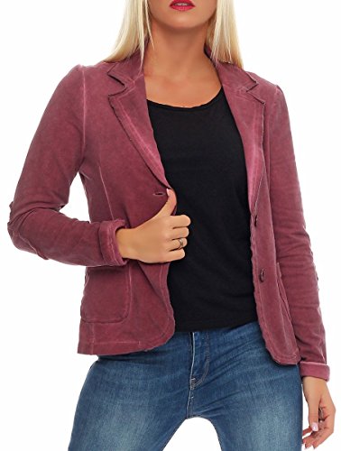 Malito Damen Blazer im Washed Style | Sakko im Basic Look | Kurzjacke mit Knöpfen | Jacke - Jackett - Blouson 1652 (Bordeaux, L) von malito more than fashion