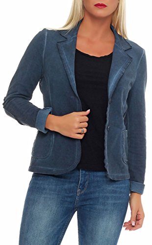 Malito Damen Blazer im Washed Style | Sakko im Basic Look | Kurzjacke mit Knöpfen | Jacke - Jackett - Blouson 1652 (dunkelblau, XL) von malito more than fashion