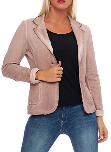 Malito Damen Blazer im Washed Style | Sakko im Basic Look | Kurzjacke mit Knöpfen | Jacke - Jackett - Blouson 1652 (rosa, L) von malito more than fashion