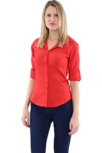 Malito Damen Bluse klassisch | Tunika mit ¾ Armen | Blusenshirt auch Langarm tragbar | Elegant - Shirt 8030 (L, rot) von malito more than fashion