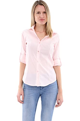 Malito Damen Bluse klassisch | Tunika mit ¾ Armen | Blusenshirt auch Langarm tragbar | Elegant - Shirt 8030 (rosa, M) von malito more than fashion