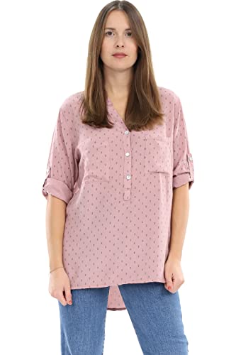 Malito Damen Bluse mit Anker Print | Tunika mit ¾ Armen | Blusenshirt auch Langarm tragbar | Elegant - Shirt 9013 (Altrosa) von malito more than fashion