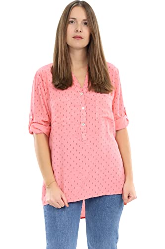 Malito Damen Bluse mit Anker Print | Tunika mit ¾ Armen | Blusenshirt auch Langarm tragbar | Elegant - Shirt 9013 (Coral) von malito more than fashion