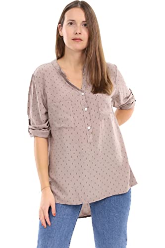 Malito Damen Bluse mit Anker Print | Tunika mit ¾ Armen | Blusenshirt auch Langarm tragbar | Elegant - Shirt 9013 (Fango) von malito more than fashion