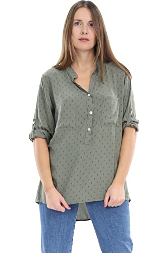 Malito Damen Bluse mit Anker Print | Tunika mit ¾ Armen | Blusenshirt auch Langarm tragbar | Elegant - Shirt 9013 (Oliv) von malito more than fashion