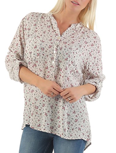 Malito Damen Bluse mit Blumen Print | Tunika mit ¾ Armen | Blusenshirt im Vintage Look - Shirt 6709 (beige) von malito more than fashion