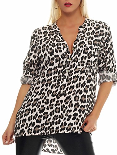 Malito – Unisize Damen Bluse mit Leopardenmuster & ¾ Ärmeln – Animal Print Tunika mit Leo Muster – Elegante Oversize Schlupfbluse 6702 (Rosa | Größe 34-42) von malito more than fashion