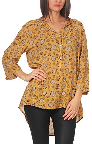 Malito Damen Bluse mit Print | Tunika mit ¾ Armen | Blusenshirt auch Langarm tragbar | Elegant - Shirt 6703 (dunkelgelb) von malito more than fashion