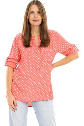 Malito Damen Bluse mit Punkten | Tunika mit ¾ Armen | Blusenshirt auch Langarm tragbar | Elegant - Shirt 3419 (Coral) von malito more than fashion