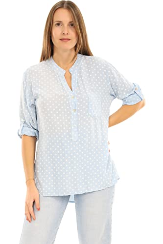 Malito Damen Bluse mit Punkten | Tunika mit ¾ Armen | Blusenshirt auch Langarm tragbar | Elegant - Shirt 3419 (hellblau-2) von malito more than fashion