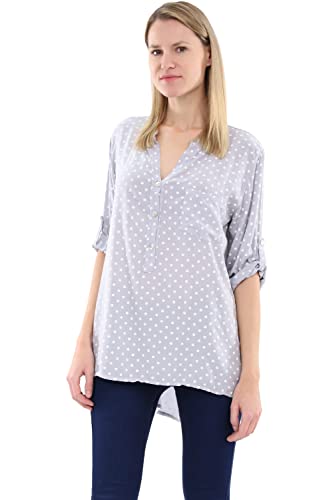 Malito Damen Bluse mit Punkten | Tunika mit ¾ Armen | Blusenshirt auch Langarm tragbar | Elegant - Shirt 3419 (hellgrau) von malito more than fashion