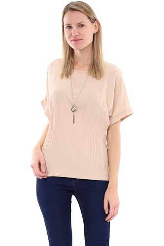 Malito Damen Blusenshirt mit Halskette| Oberteil mit modischer Raffung | Hemdbluse - Tunika - modern 1144 (beige) von malito more than fashion