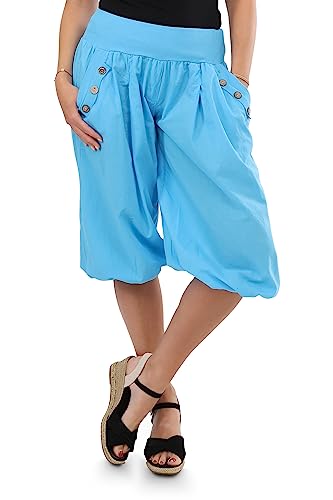 Malito - Damen Caprihose - Kurze OneSize Pumphose für Strand & Alltag - leichte Sommerhose für Frauen mit elastischem Bund - Low Waist Aladinhose 23286H (Größe: 34-40 Babyblau) von malito more than fashion