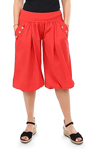 Malito - Damen Caprihose - Kurze OneSize Pumphose für Strand & Alltag - leichte Sommerhose für Frauen mit elastischem Bund - Low Waist Aladinhose 23286H (Größe: 34-40 rot) von malito more than fashion