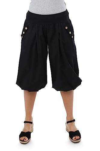 Malito - Damen Caprihose - Kurze OneSize Pumphose für Strand & Alltag - leichte Sommerhose für Frauen mit elastischem Bund - Low Waist Aladinhose 23286H (Größe: 34-40 schwarz) von malito more than fashion