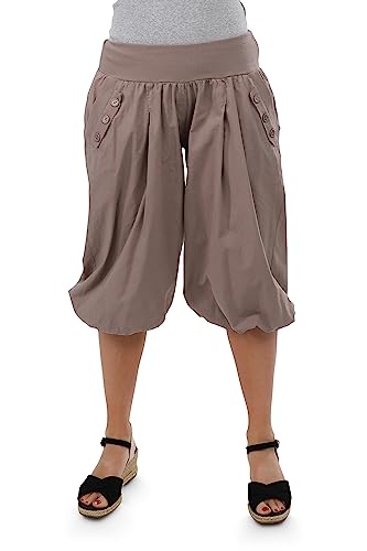 Malito - Damen Caprihose - Kurze Unisize Pumphose aus Baumwolle - leichte Bequeme Stoffhose für warme Tage - dünne Aladinhose für den Sommer 23286P (Größe: 34-40 Fango) von malito more than fashion