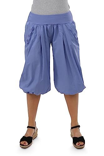 Malito - Damen Caprihose - Kurze Unisize Pumphose aus Baumwolle - leichte Bequeme Stoffhose für warme Tage - dünne Aladinhose für den Sommer 23286P (Größe: 34-40 Jeansblau) von malito more than fashion