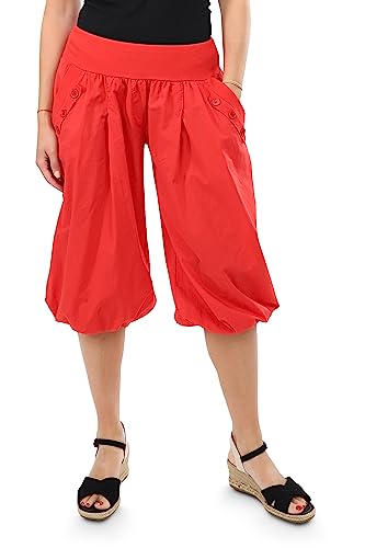 Malito - Damen Caprihose - Kurze Unisize Pumphose aus Baumwolle - leichte Bequeme Stoffhose für warme Tage - dünne Aladinhose für den Sommer 23286P (Größe: 34-40 rot) von malito more than fashion