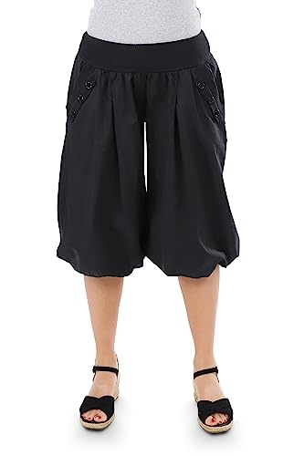 Malito - Damen Caprihose - Kurze Unisize Pumphose aus Baumwolle - leichte Bequeme Stoffhose für warme Tage - dünne Aladinhose für den Sommer 23286P (Größe: 34-40 schwarz) von malito more than fashion