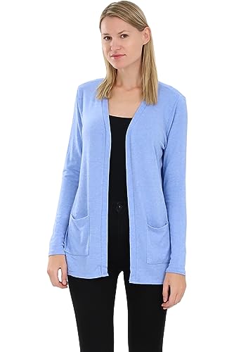 Malito - Damen Cardigan - Strickjacke mit Taschen - dünne Jacke - feiner Langarm Strickcardigan - Weste 2243 (hellblau, L) von malito more than fashion