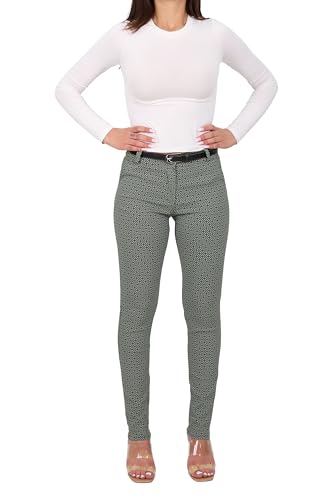 Malito - Damen Chinohose lang - schicke elastische Comfort Hose - festlich elegant mit Gürtel 1032 - Oliv XXL von malito more than fashion