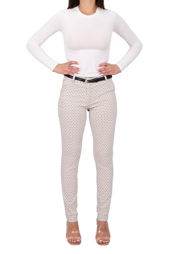 Malito - Damen Chinohose lang - schicke elastische Comfort Hose - festlich elegant mit Gürtel 1032 - beige L von malito more than fashion