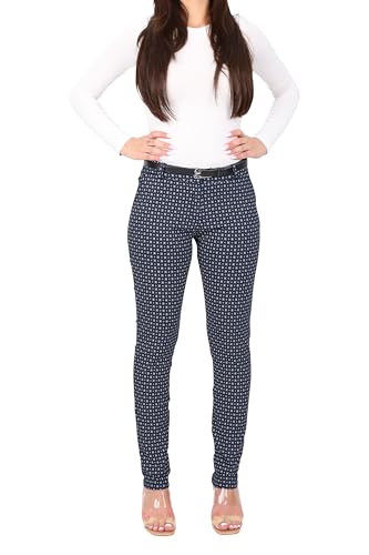 Malito - Damen Chinohose lang - schicke elastische Comfort Hose - festlich elegant mit Gürtel 1032 - dunkelblau L von malito more than fashion
