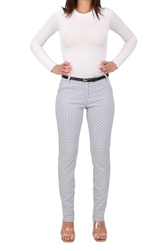 Malito - Damen Chinohose lang - schicke elastische Comfort Hose - festlich elegant mit Gürtel 1032 - hellgrau XL von malito more than fashion