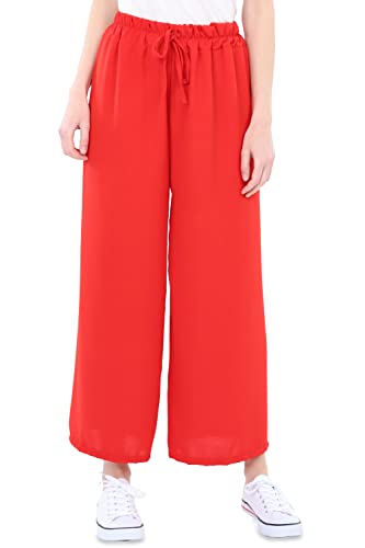 Malito - Damen Culotte Hose - Palazzohose für den Sommer - OneSize Sommerhose für Strand & Alltag - Trendige Marlenehose 2305 (Größe: 34-42 rot) von malito more than fashion