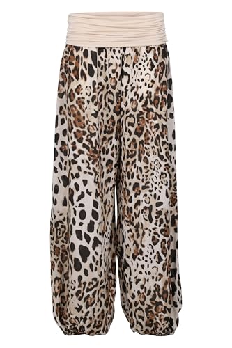 Malito - Damen Haremshose Leo Print - luftig leichte Pumphose - dünne Sommer Strandhose - Freizeithose Aladinhose zum Chillen 1484 - (Beige) von malito more than fashion