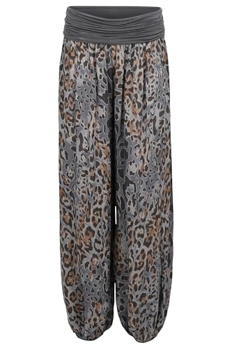 Malito - Damen Haremshose Leo Print - luftig leichte Pumphose - dünne Sommer Strandhose - Freizeithose Aladinhose zum Chillen 1484 - (Dunkelgrau) von malito more than fashion