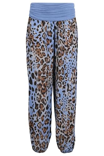 Malito - Damen Haremshose Leo Print - luftig leichte Pumphose - dünne Sommer Strandhose - Freizeithose Aladinhose zum Chillen 1484 - (Jeansblau) von malito more than fashion