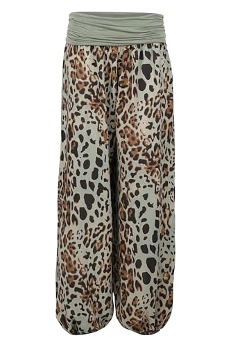 Malito - Damen Haremshose Leo Print - luftig leichte Pumphose - dünne Sommer Strandhose - Freizeithose Aladinhose zum Chillen 1484 - (Oliv) von malito more than fashion