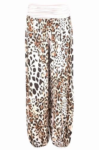 Malito - Damen Haremshose Leo Print - luftig leichte Pumphose - dünne Sommer Strandhose - Freizeithose Aladinhose zum Chillen 1484 - (Weiß) von malito more than fashion