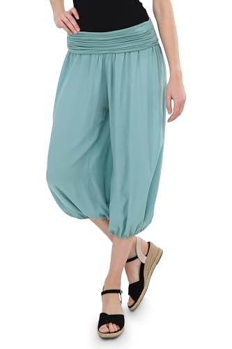 Malito – Damen Haremshose – Pumphose aus Baumwolle – Kurze Stoffhose für den Sommer – Capri Pluderhose zum Tanzen, Chillen & Yoga – knielange Hose 1483 (Jade) von malito more than fashion