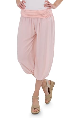 Malito – Damen Haremshose – Pumphose aus Baumwolle – Kurze Stoffhose für den Sommer – Capri Pluderhose zum Tanzen, Chillen & Yoga – knielange Hose 1483 (Rosa) von malito more than fashion