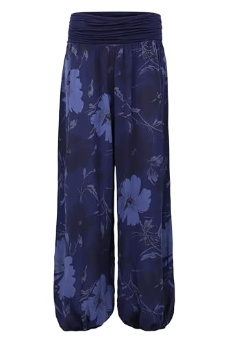 Malito - Damen Haremshose floraler Blumen Print - atmungsaktive Pumphose - dünne Freizeit Strandhose - hautfreundliche Aladinhose 1485 - (Dunkelblau) von malito more than fashion