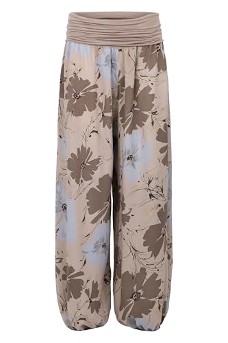 Malito - Damen Haremshose floraler Blumen Print - atmungsaktive Pumphose - dünne Freizeit Strandhose - hautfreundliche Aladinhose 1485 - (Fango) von malito more than fashion