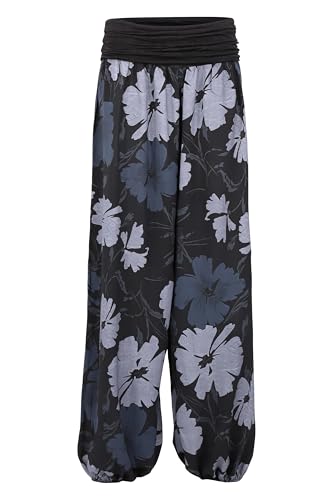 Malito - Damen Haremshose floraler Blumen Print - atmungsaktive Pumphose - dünne Freizeit Strandhose - hautfreundliche Aladinhose 1485 - (Schwarz) von malito more than fashion
