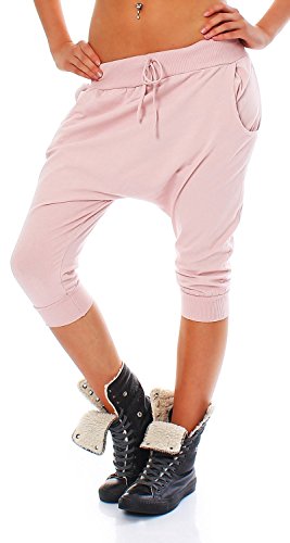 Malito Damen Haremshose kurz - lässige Boyfriend Hose - Jogginghose in Unifarben - Pants 20026 (rosa) von malito more than fashion