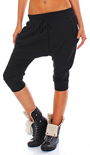 Malito Damen Haremshose kurz - lässige Kurze Boyfriend Hose - Jogginghose in Unifarben - Pants Bermuda 20026 (schwarz) von malito more than fashion