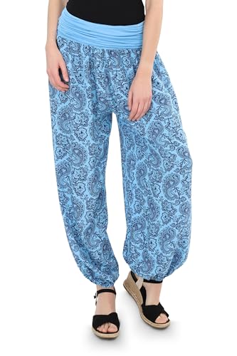 Malito - Damen Haremshose mit Orient Print - Pumphose aus Baumwolle - Stoffhose zum Tanzen, Chillen & Yoga - Aladinhose 8580 (Cyan) von malito more than fashion