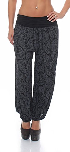Malito - Damen Haremshose mit Orient Print - Pumphose aus Baumwolle - Stoffhose zum Tanzen, Chillen & Yoga - Aladinhose 8580 (schwarz) von malito more than fashion