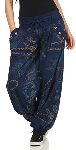 Malito – Damen Haremshose mit Print – Pumphose aus Baumwolle – Leichte Stoffhose – Sommerhose für warme Tage – Aladinhose 3485 (Dunkelblau | Größe 34-40) von malito more than fashion