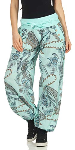 Malito – Damen Haremshose mit Print – Pumphose aus Baumwolle – Leichte Stoffhose – Sommerhose für warme Tage – Aladinhose 3485 (Mint | Größe 34-40) von malito more than fashion