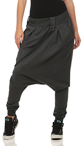 Malito Damen Haremshose mit tiefem Schritt | Jogginghose in Unifarben | Baggy zum Tanzen | Sweatpants - Aladinhose 91086 (dunkelgrau) von malito more than fashion