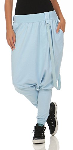 Malito Damen Haremshose mit tiefem Schritt | Jogginghose in Unifarben | Baggy zum Tanzen | Sweatpants - Aladinhose 91086 (hellblau) von malito more than fashion