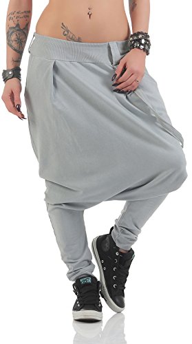 Malito Damen Haremshose mit tiefem Schritt | Jogginghose in Unifarben | Baggy zum Tanzen | Sweatpants - Aladinhose 91086 (hellgrau) von malito more than fashion